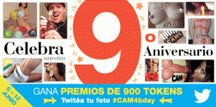 Celebra el 9º aniversario de CAM4 en Twitter y gana 900 tokens!
