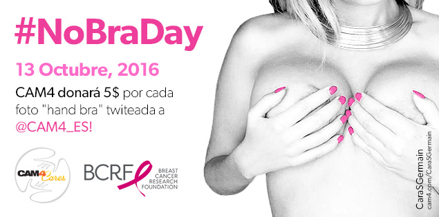 Apoya el #NoBraDay: Twitea tu “hand bra” a @CAM4 por el cáncer de mama